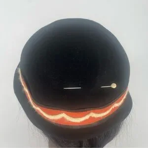 Vintage 20s / 30s Style Black Felt Cloche Hat With Burnt Orange Ribbon Original 100% Wool Vintage Hats 1920s Decade for Women | eBay main image 4
